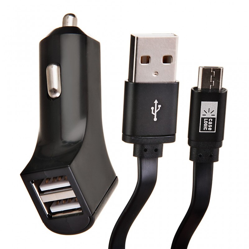 Cargador para auto 2 puertos USB con cable Micro USB Case Logic