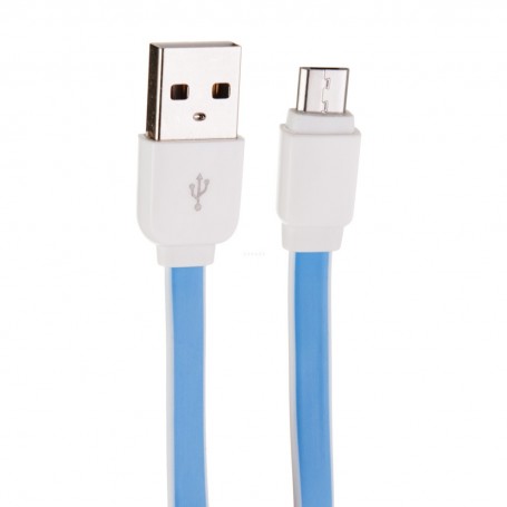 Cable plano Micro USB Azul