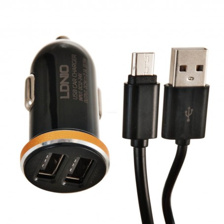 Cargador para auto 2 USB 2.1A con cable micro USB DL-C22 LDNIO