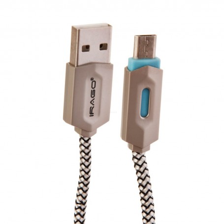 Cable micro USB con recubrimiento de nylon y luz LED Irago