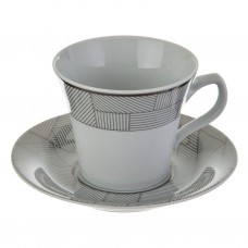 Juego de taza y plato para té Geométrico Blanco / Plateado Ćmielów