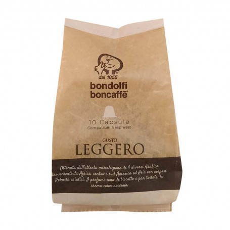Juego de 10 cápsulas de café Leggero Bondolfi Boncaffe