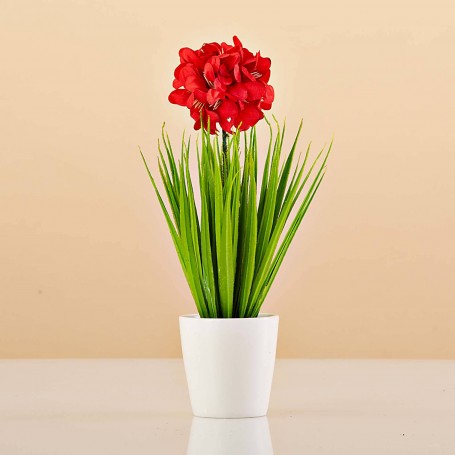 Planta artificial pequeña con flor y maceta Haus