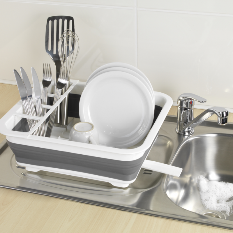 Escurridor de platos para encimera de cocina para solteros o parejas,  escurridor de platos expandible para espacios pequeños con escurridor de  platos