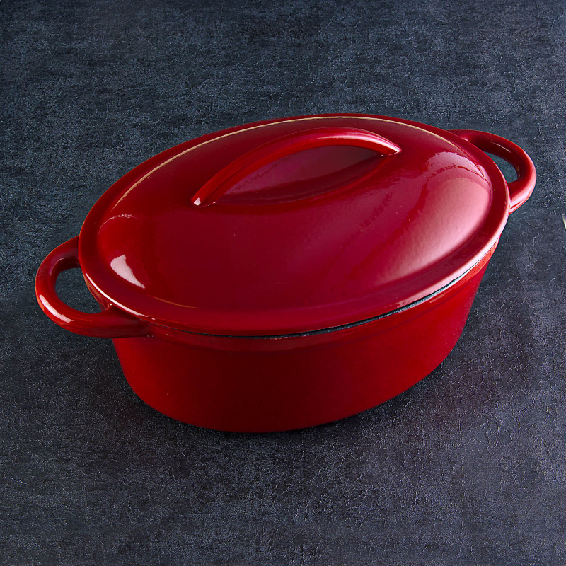 Olla cacerola para inducción de hierro fundido enlozado Rojo Francés Chef en Casa