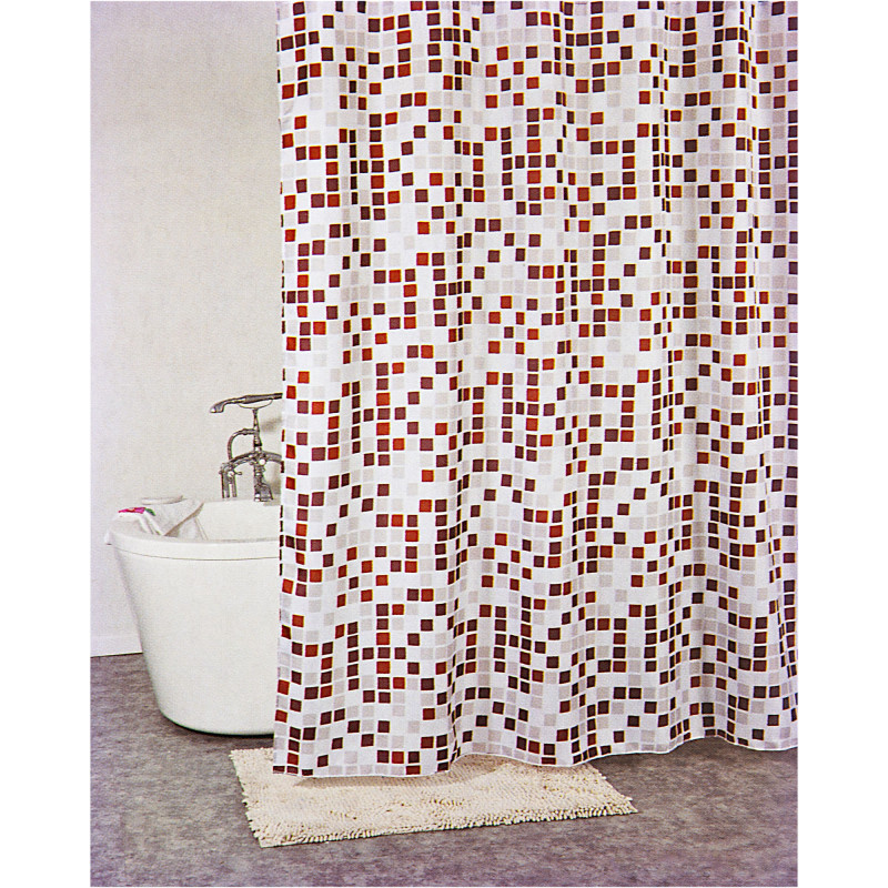 Cortina para baño con 12 ganchos Mosaico Novo