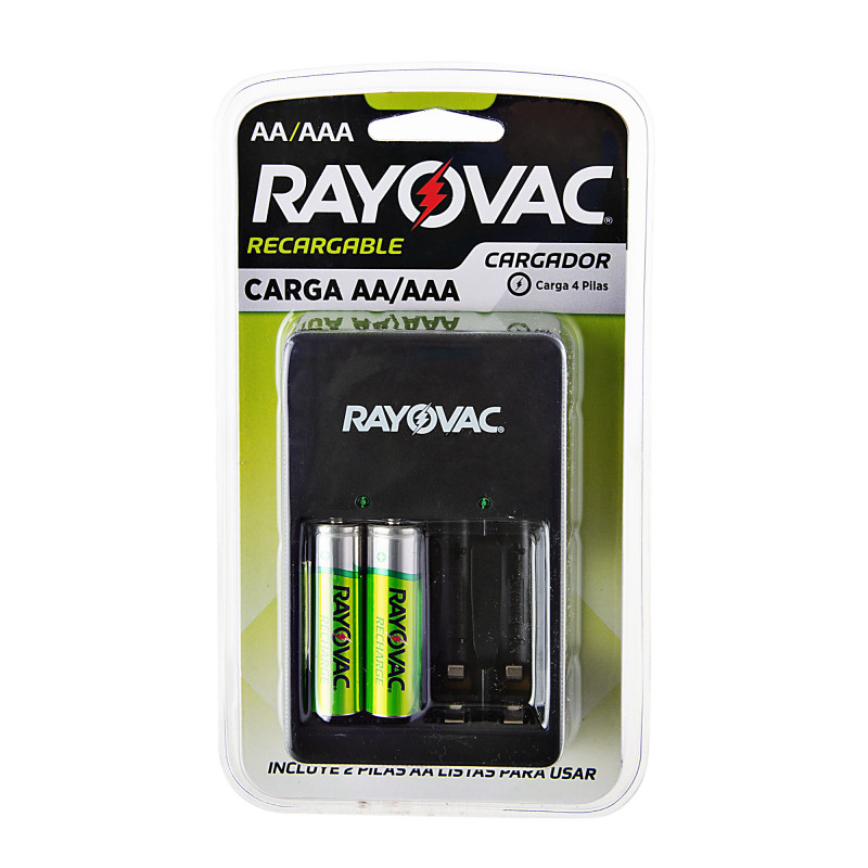 Cargador de pilas 4 AA / 4 AAA con 2 pilas recargables AA Rayovac