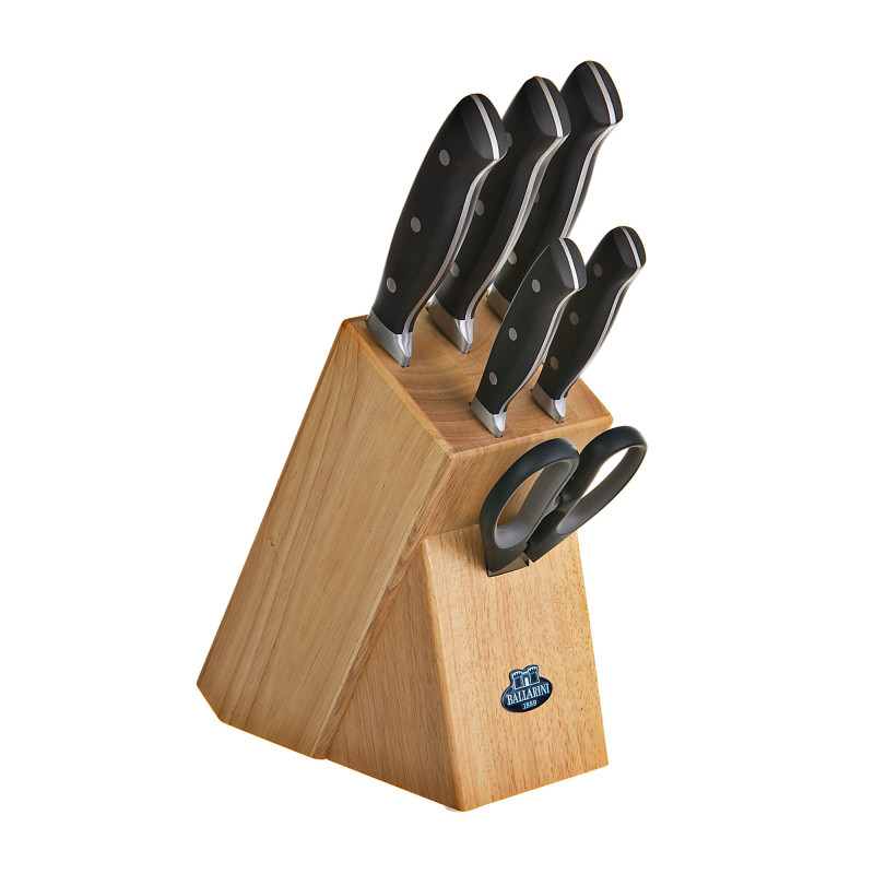 Cuchillos de acero inoxidable con bloque de madera 7 piezas Ballarini