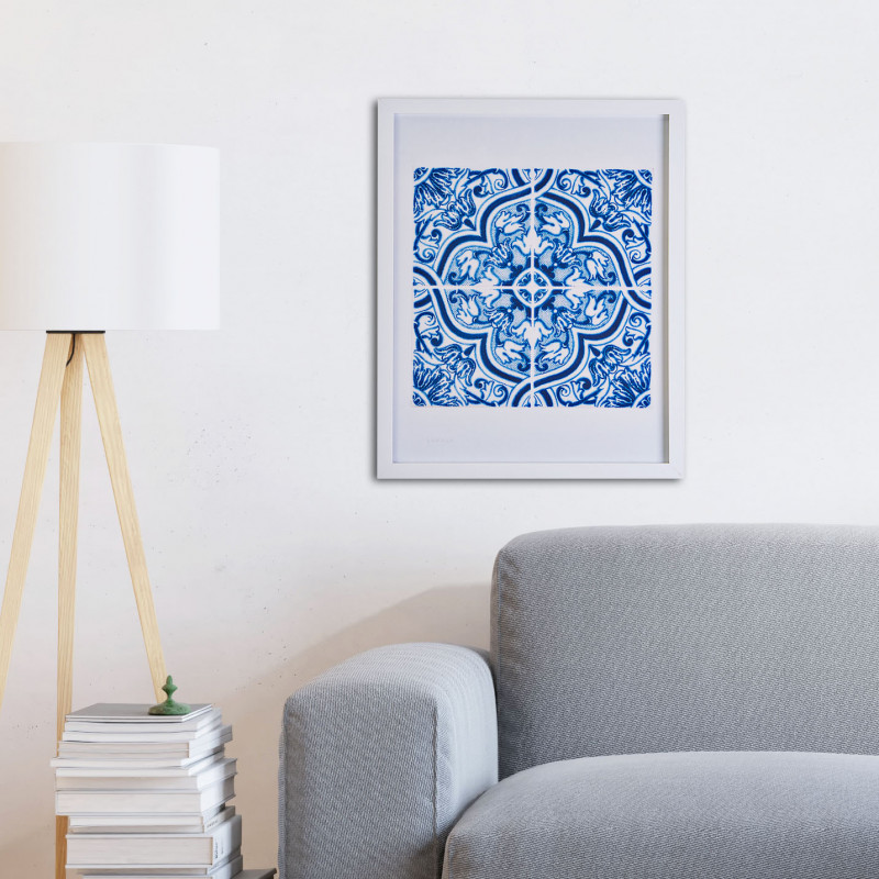 Cuadro con marco Mosaico Azul / Blanco