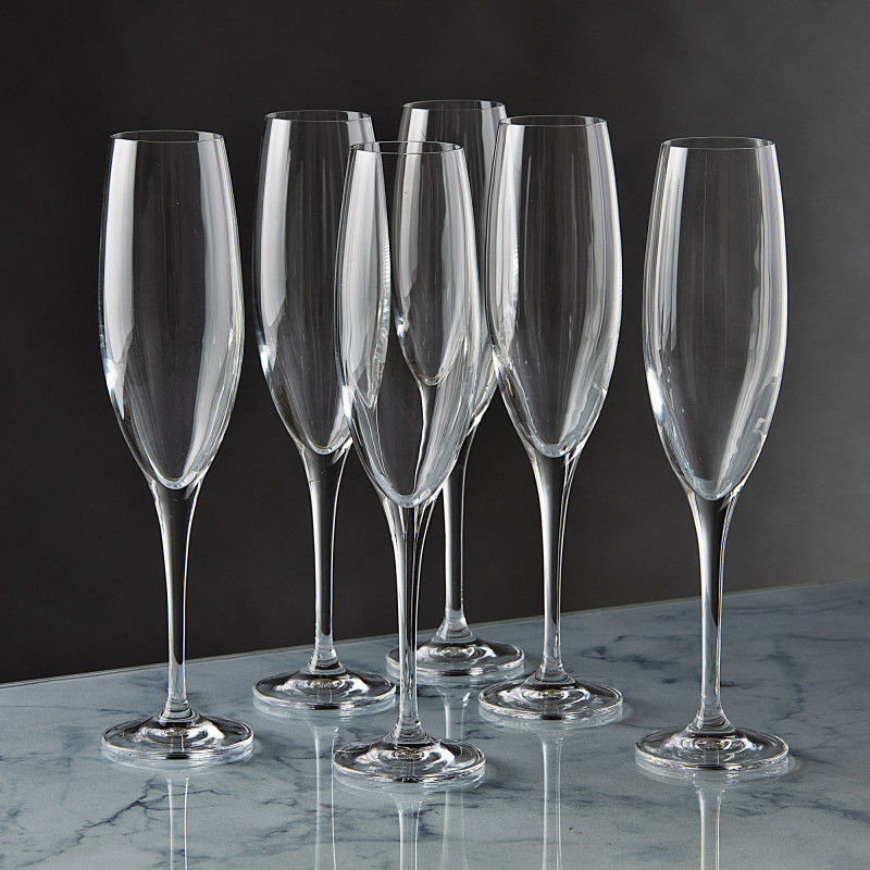 Juego de 6 copas flautas para champagne Elite Krosno Glass