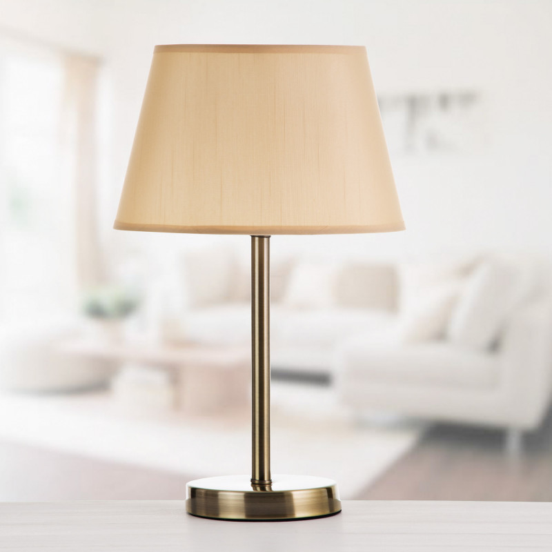 Lámpara de mesa Dorada con pantalla redonda