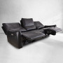 Sofá reclinable eléctrico de cuero 3 puestos Negro