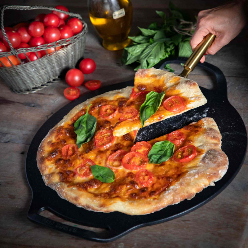 Plancha pizza de hierro fundido para inducción con asas 38cm Victoria