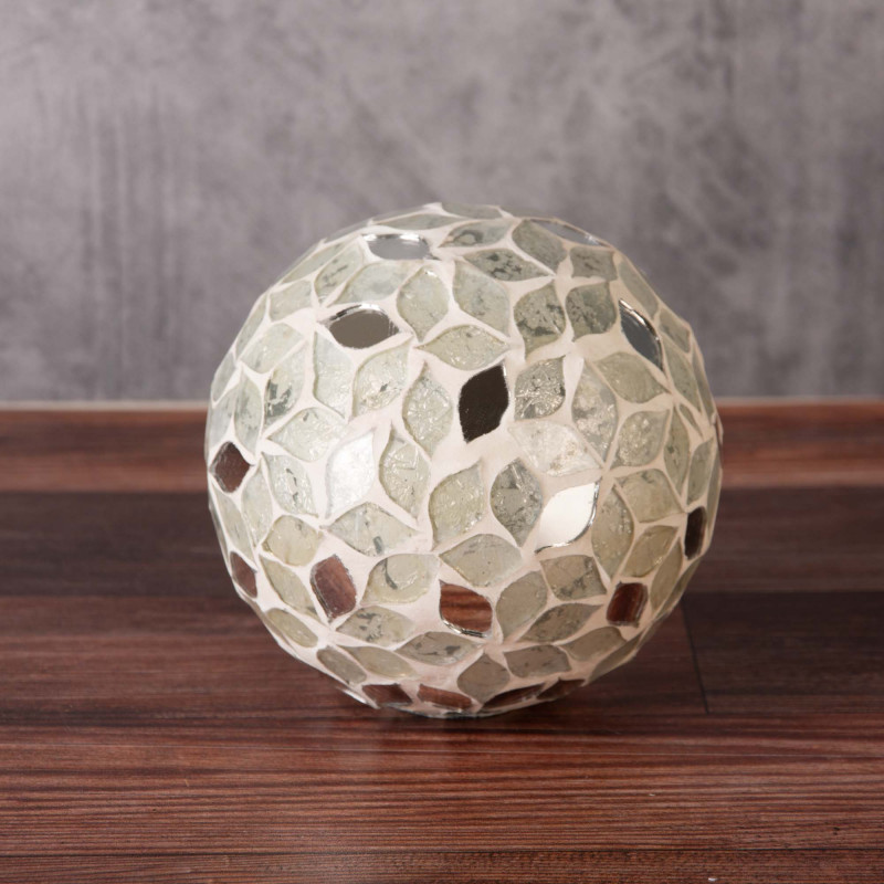 Esfera Decorativa Mosaico Blanco / Silver Haus