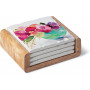 Posavasos cuadrados absorbentes de cerámica con base 5 piezas Multi Flores
