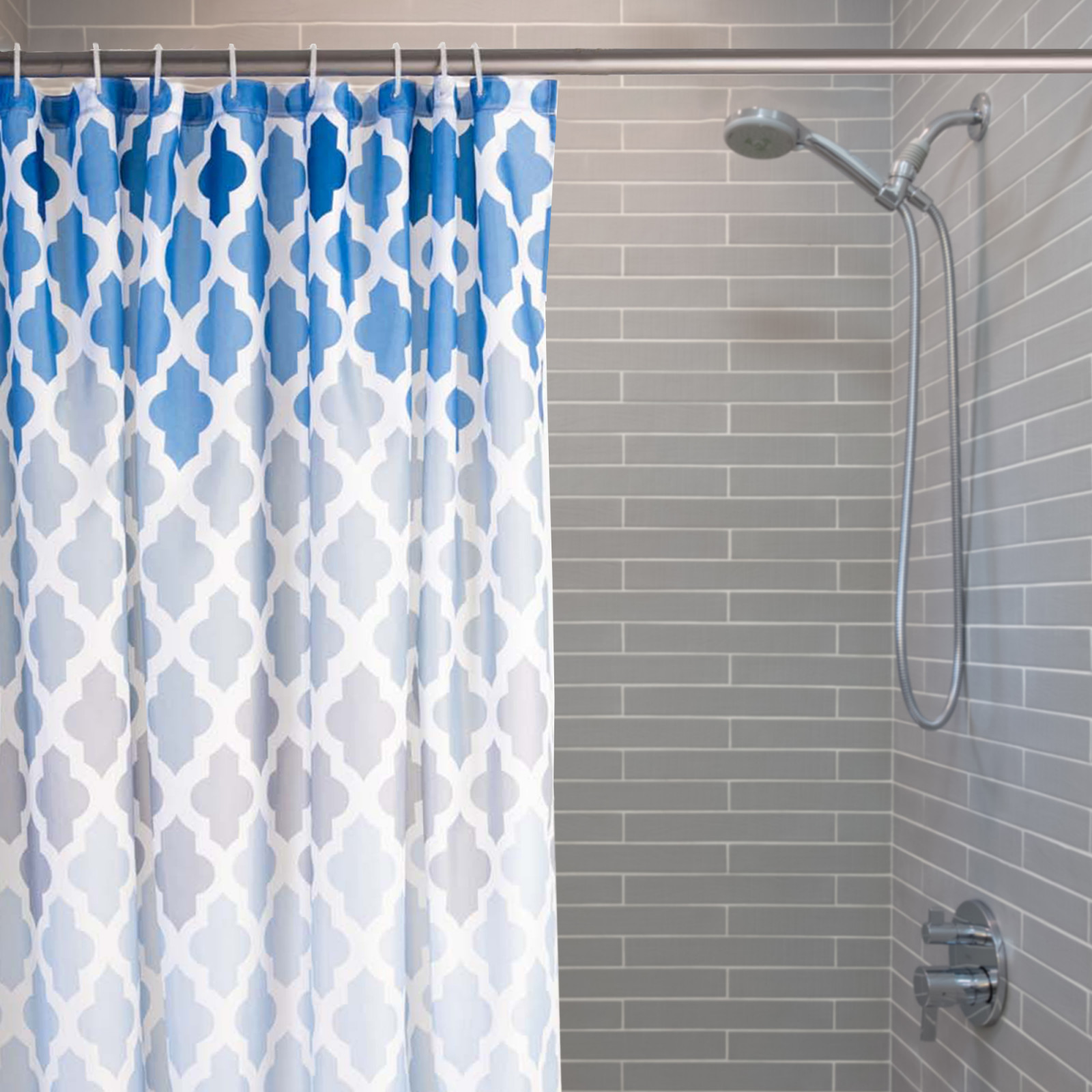 Cortina de ducha de tela en blanco y negro, cortinas de ducha modernas de  tela de bloque de color para baño, cortinas de baño de poliéster