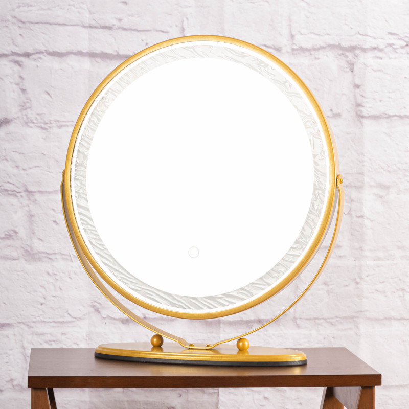 Espejo de Mesa con Luz LED Dorado