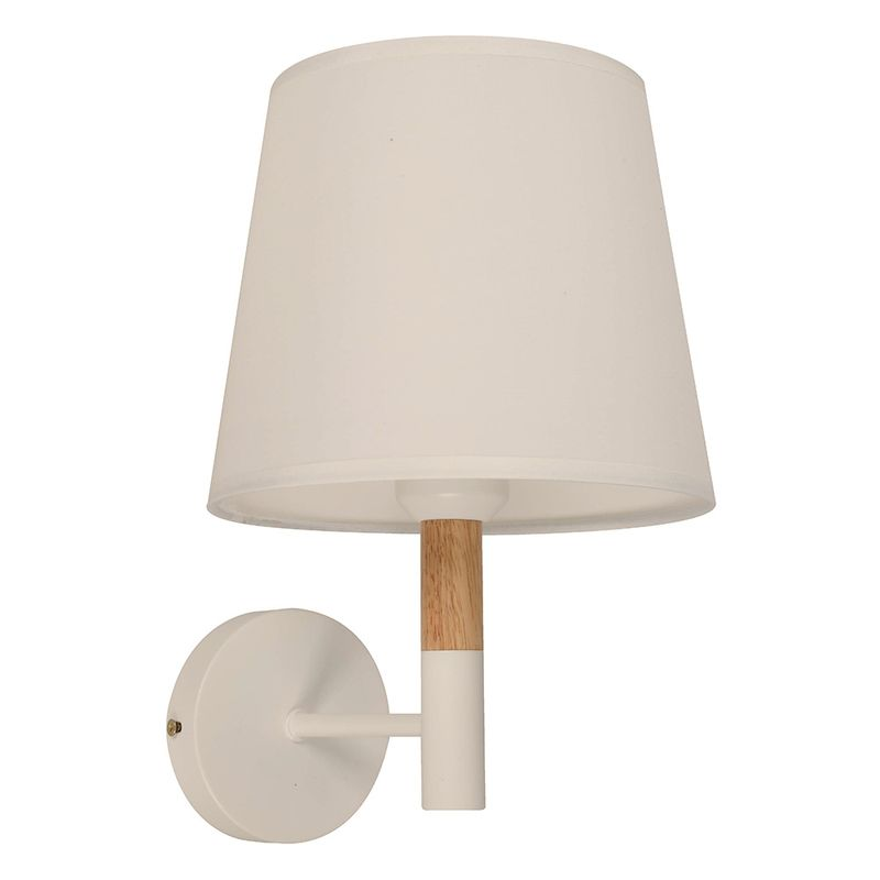 Lámpara de Pared Pequeña Blanco / Natural con Pantalla Redonda Blanca