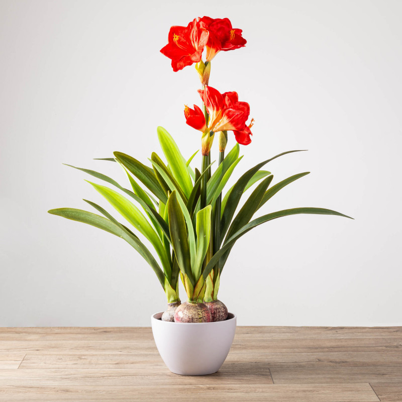 Planta Artificial Lirio Rojo con Maceta 95cm Plástico / Hierro