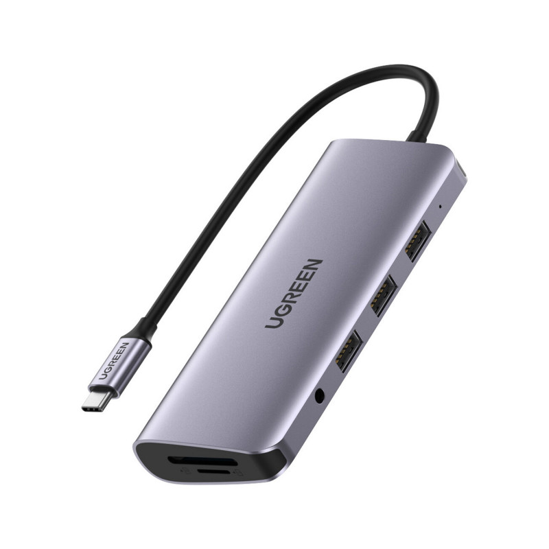 Adaptador USB-C a 3 USB / HDMI / VGA / SD Card / 3.5mm / RJ45 / TF CArd / USB-C de Transferencia Rápida