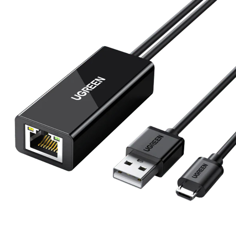 Adaptador Micro USB / USB a Ethernet para Chrome cast /TV Stick Negro