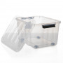 Caja Organizadora de Plástico con Tapa y Ruedas Clear / Negro Novo