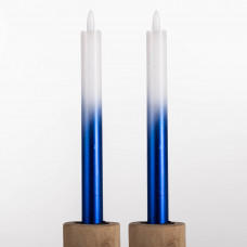 Juego de 2 Velas LED Blanco / Azul 24cm de Parafina para Candelabro