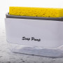 Dispensador Rectangular Plástico Blanco / Gris para Jabón de Cocina con Esponja Novo