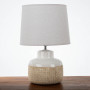 Lámpara para Mesa Textura Blanco / Beige con Pantalla Redonda Crudo Haus