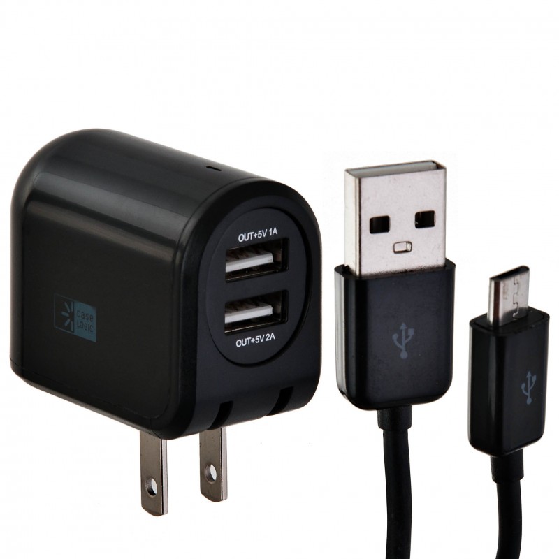Case Logic Cargador para Pared 12w / 2 Puertos USB con Cable Micro USB Negro